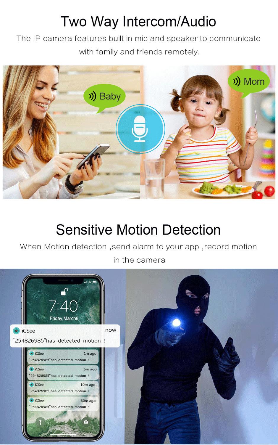 Tuya WiFi camera graffiti không dây thông minh 1080p camera Tuya thông minh nhỏ U mạng giám sát nhà máy ảnh bảo mật nhà: màu trắng