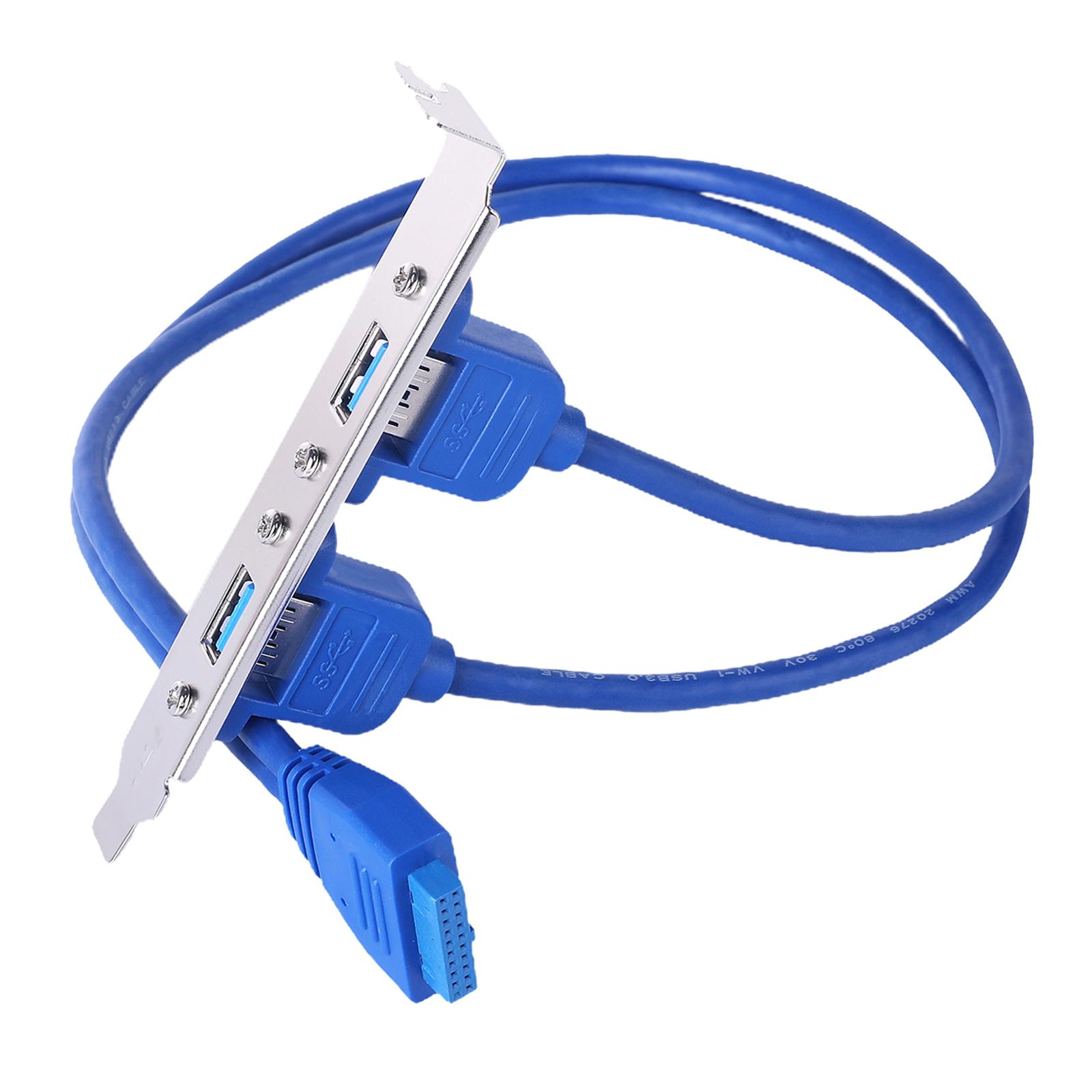 2Ports USB 3.0 Female Back Panel Mount to Built-in-20-Pin Header 20pin Header Cable