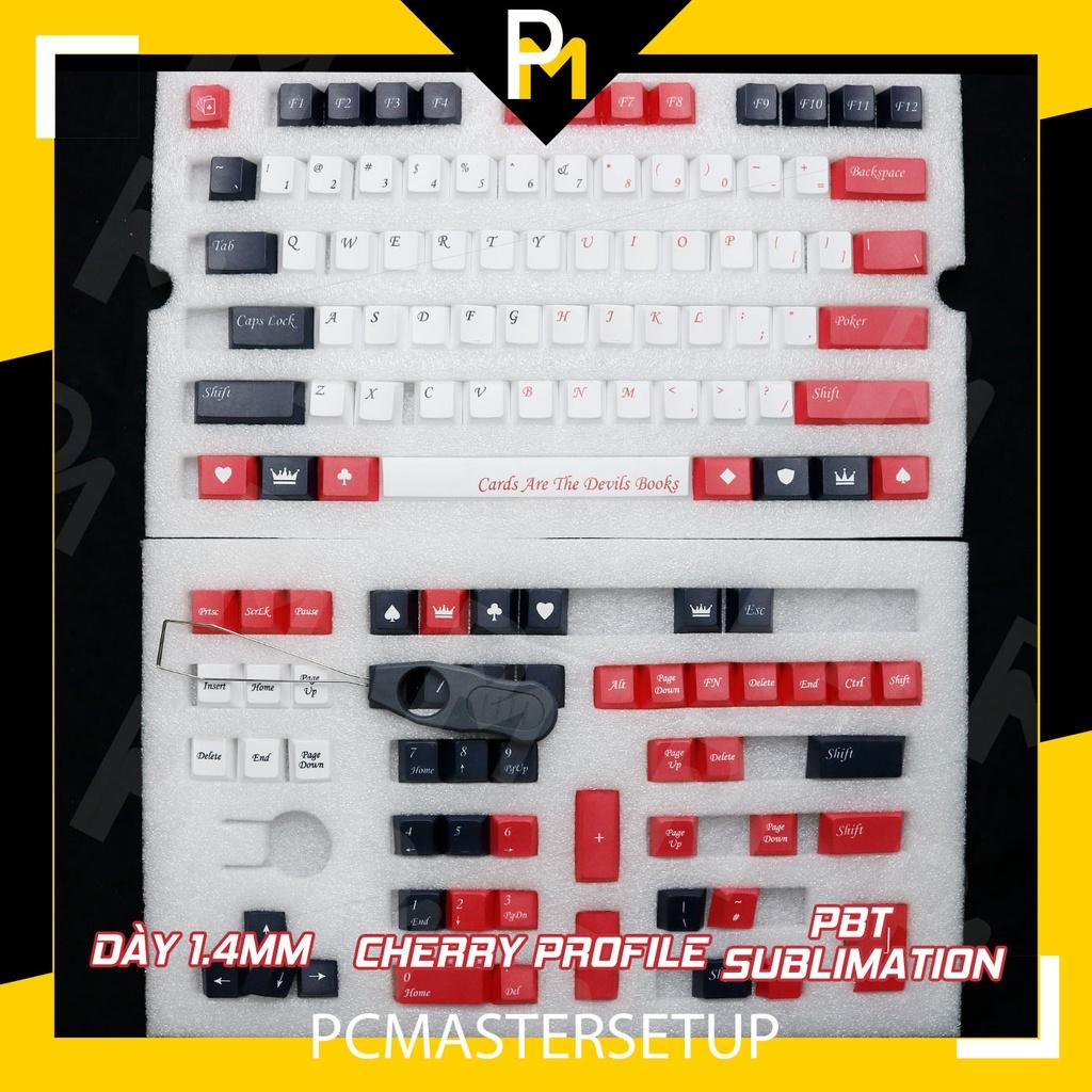 Keycap pbt JQK Poker cherry profile in 5 mặt chuyển nhiệt không bay màu 137 phím