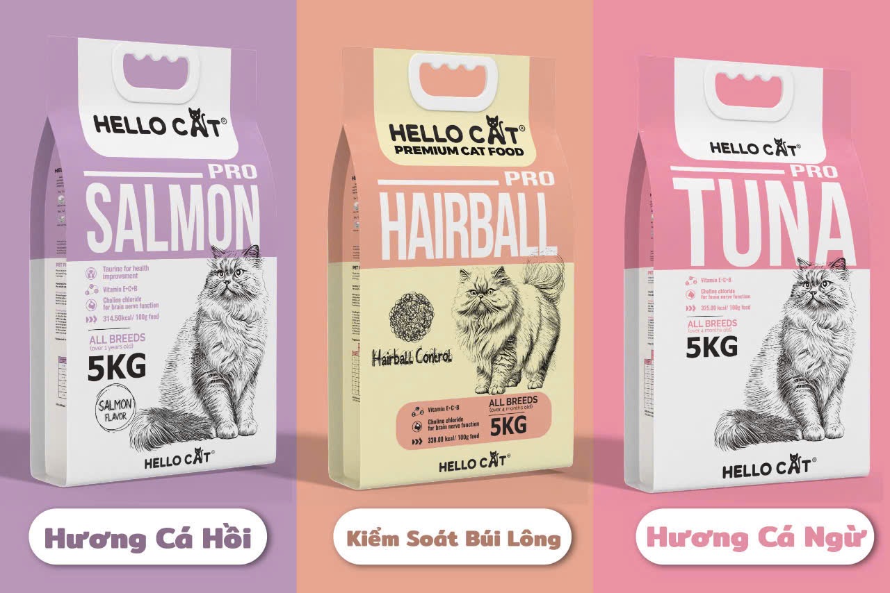 Thức Ăn Cho Mèo Vị Cá Hồi Hello Cat Salmon Bao Xá 5kg