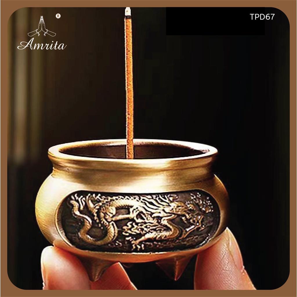 Lư Hương Bằng Đồng - Lư đồng đốt hương ba chân đế thiết kế sang trọng - Lư xông trầm bằng đồng nguyên khối, dày dặn,