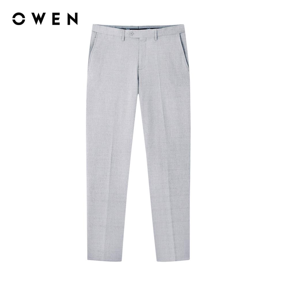 OWEN - Quần tây form Trendy màu Ghi Kẻ nhuyễn/kẻ nhỏ/dobby/kẻ chìm TR Spandex QD220666