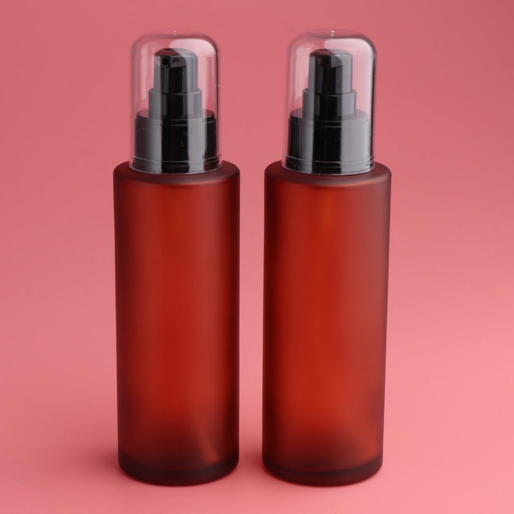 3 Pairs Empty Lotion Pump Spray Bottle Shading Cosmetic Amber Glass Bottles