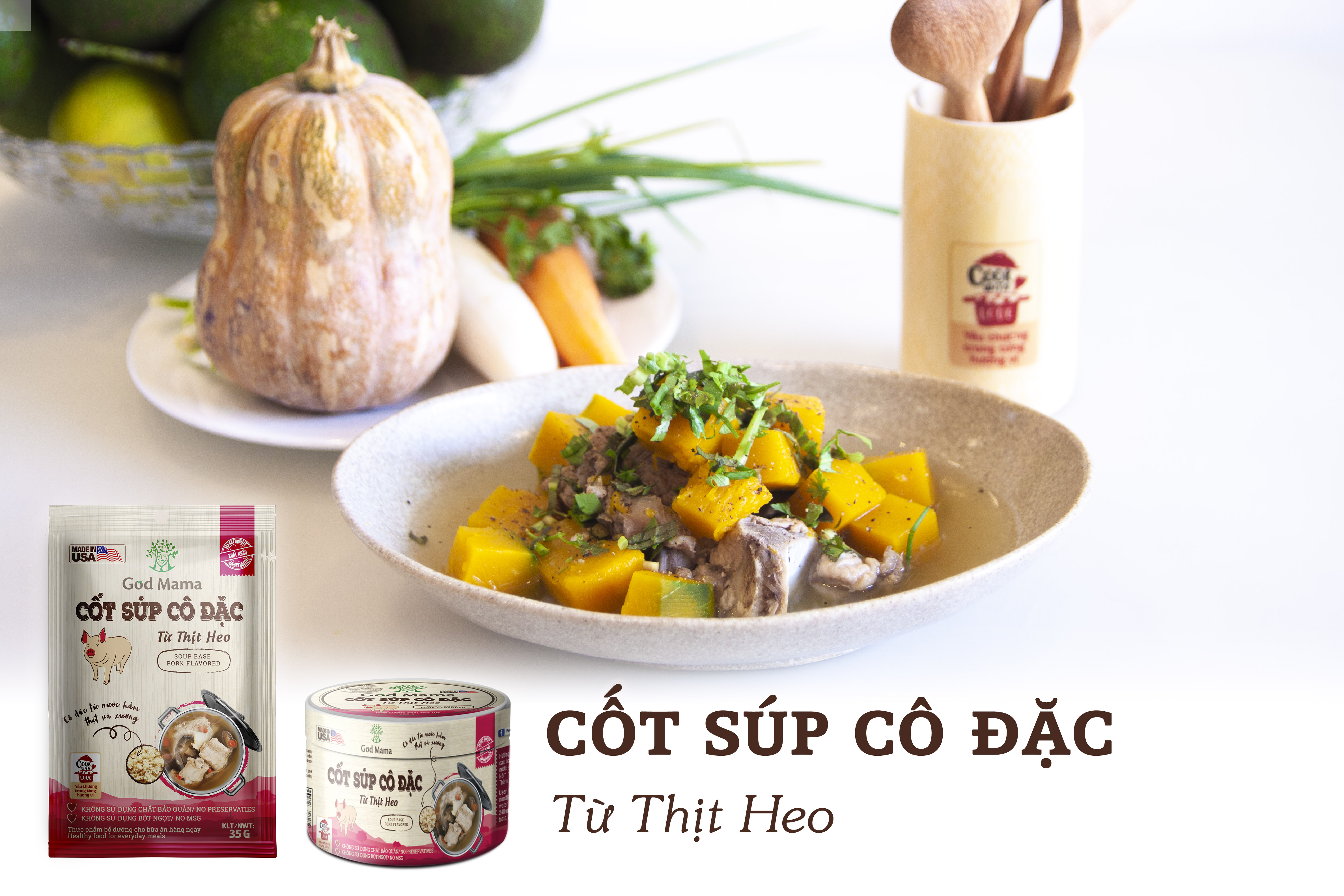 Cốt súp cô đặc - Từ thịt heo - Nấu nước dùng heo tiện lợi - Hũ 200gr - Tiêu chuẩn FDA, không bột ngọt, không chất bảo quản, tốt cho sức khỏe, sản phẩm bán chạy số 1 tại Mỹ