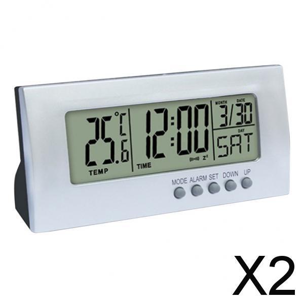 2xMultifunctional LED Digital Alarm Clock Thermometer Thermometer Temp