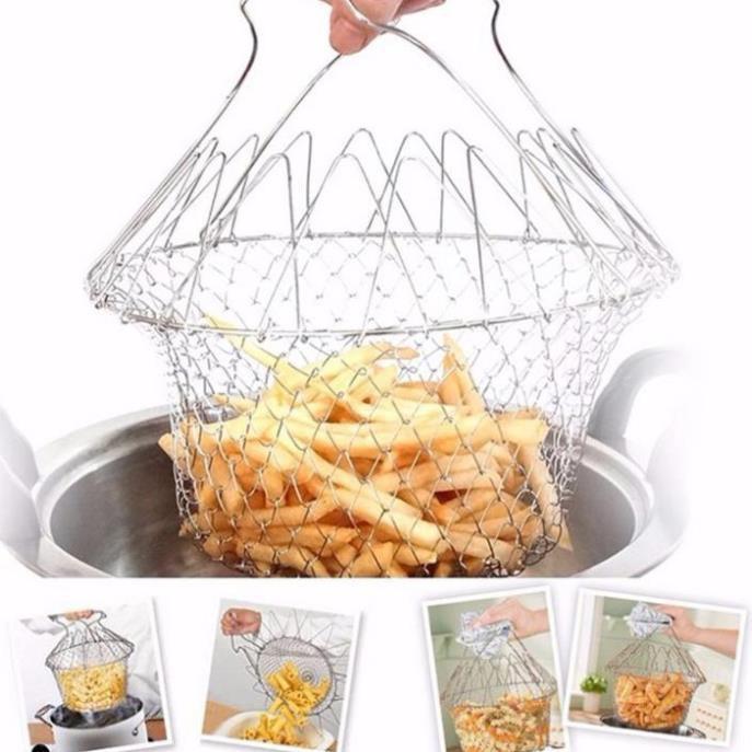 Rổ Nhúng Inox 304 An Toàn Không Gỉ, Để Ráo Dầu Chiên, Vớt Rau Củ