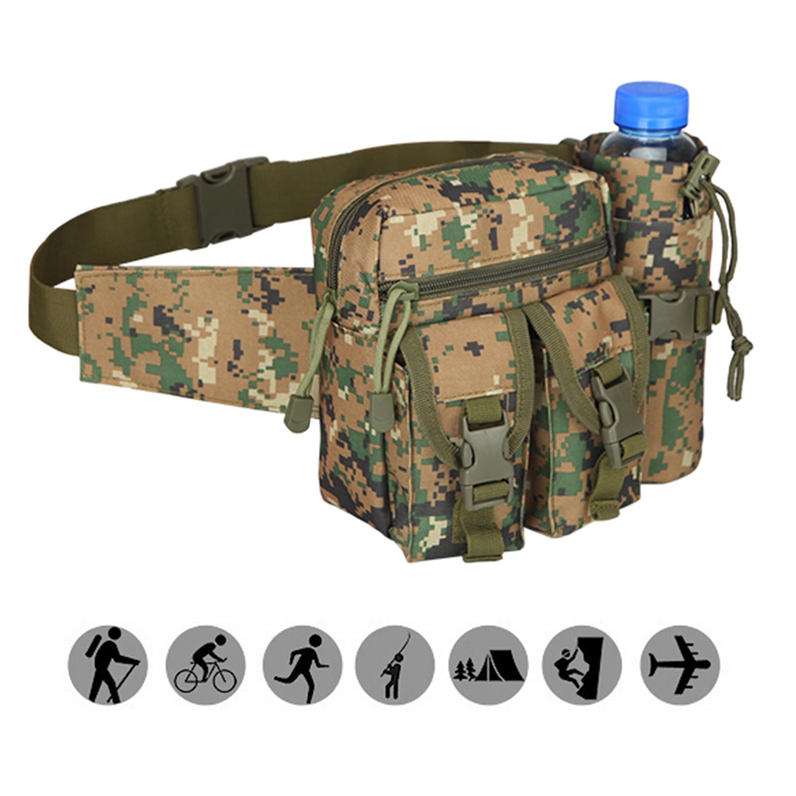 Outdoor Men Waist Pack Bag Hiking Water Bottle Pouch Waterproof Sports Hunting Walking Climbing Mountaineering Riding Fishing Camping Shooting Utility