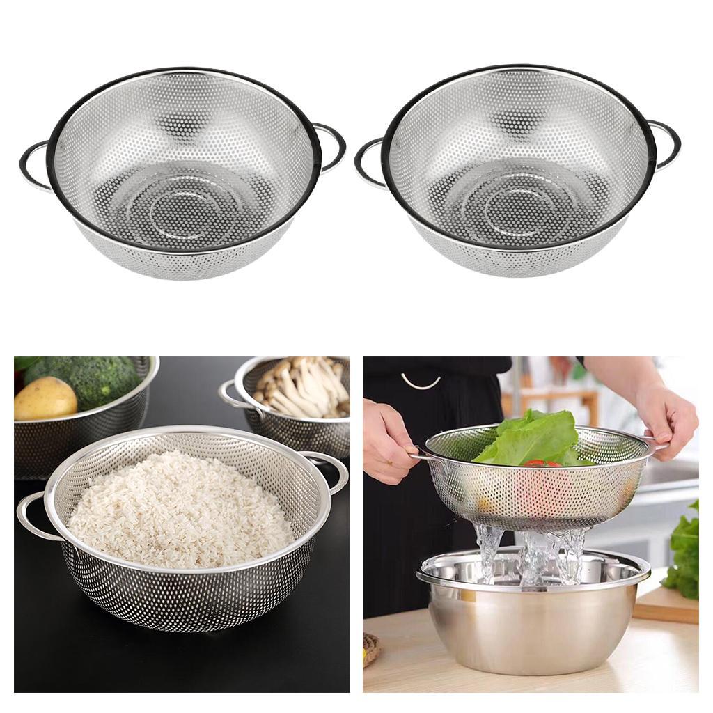 2x Fruit Vegetable Fine Mesh Wash Strainer Colander Kitchen Supplies 16.5cm