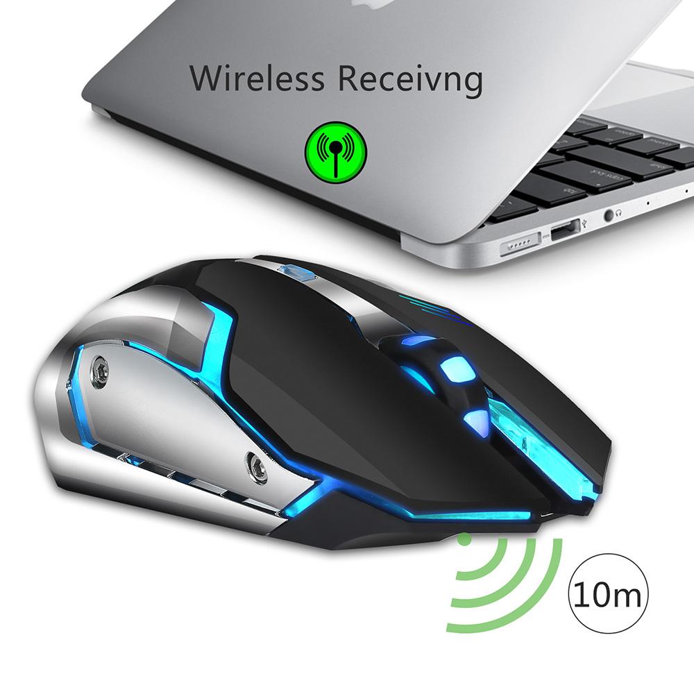 HXSJ M10 Gaming Wireless Mouse 2400 DPI Rechargeable 7 color 6 Backlight Breathing Ergonomic Mouse for Computer Desktop