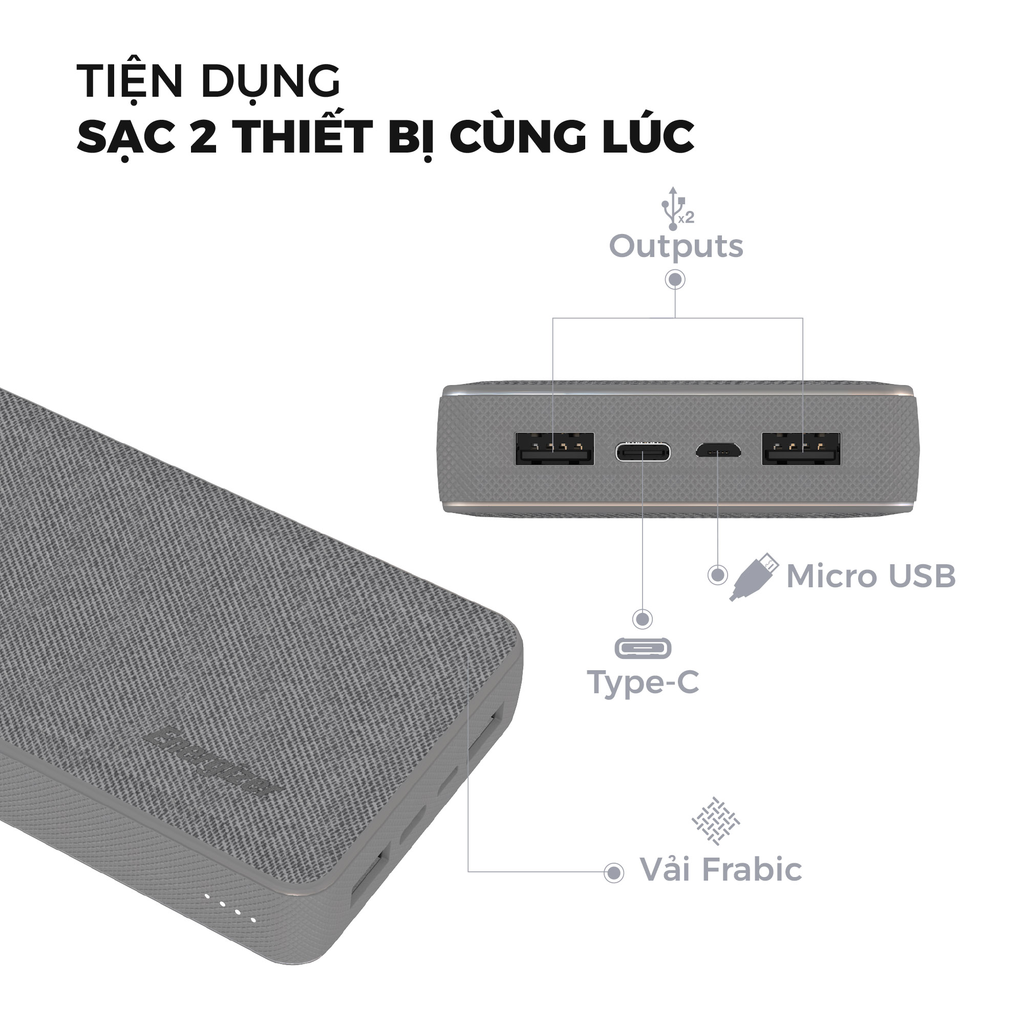 Sạc dự phòng Energizer 20000mAh - UE20043 - Tích hợp 2 cổng USB output &amp; 2 cổng input - Hàng chính hãng