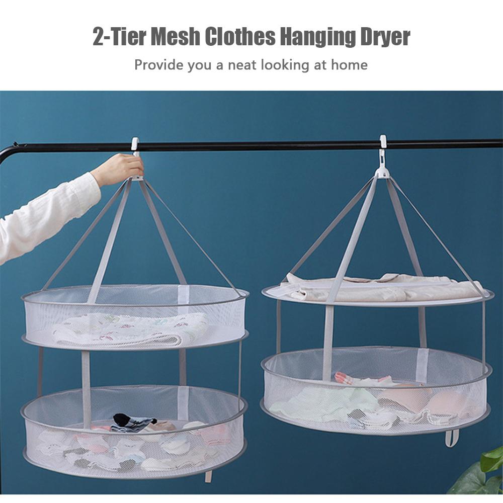 Giá phơi đồ 2 tầng lưới có thể gập lại
