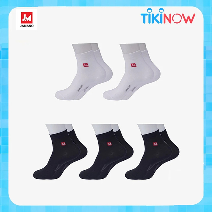 Combo 5 Đôi Tất Nam Vớ Nam Cổ Dài Sợi Cotton Mix Màu - Đen &Amp; Trắng