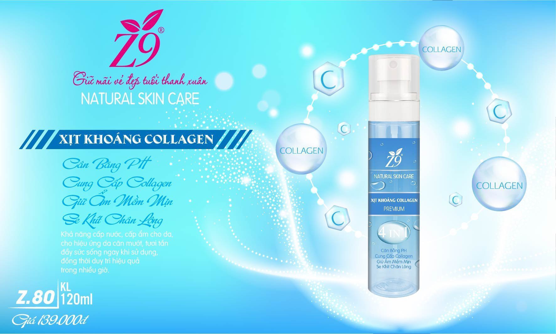 Z9 NƯỚC XỊT KHOÁNG COLLAGEN 120ML Z80