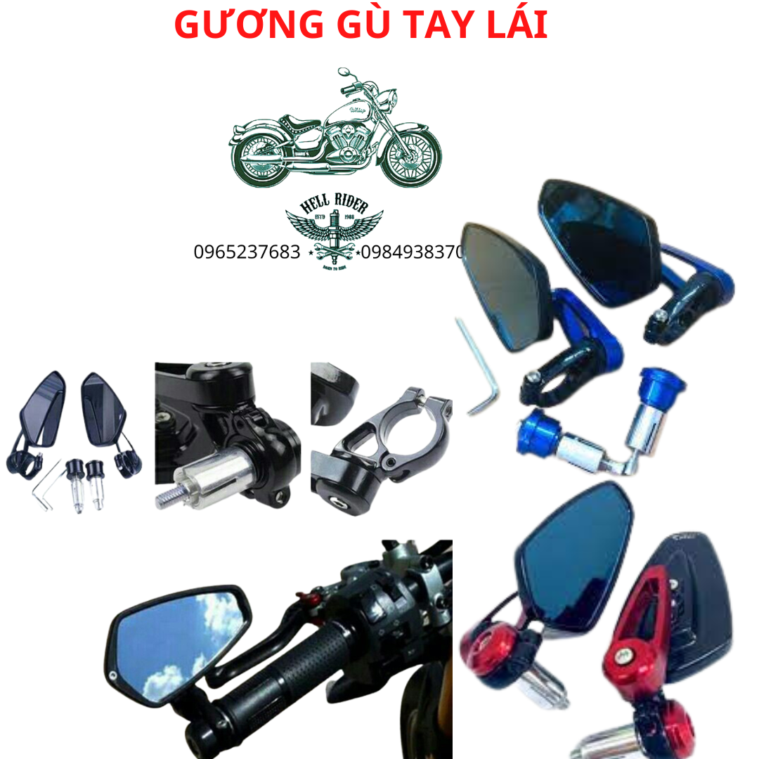 Gương thời trang xe máy, gương gù gắn chân kính có thể xoay gập 360 độ phù hợp láp mọi loại xe