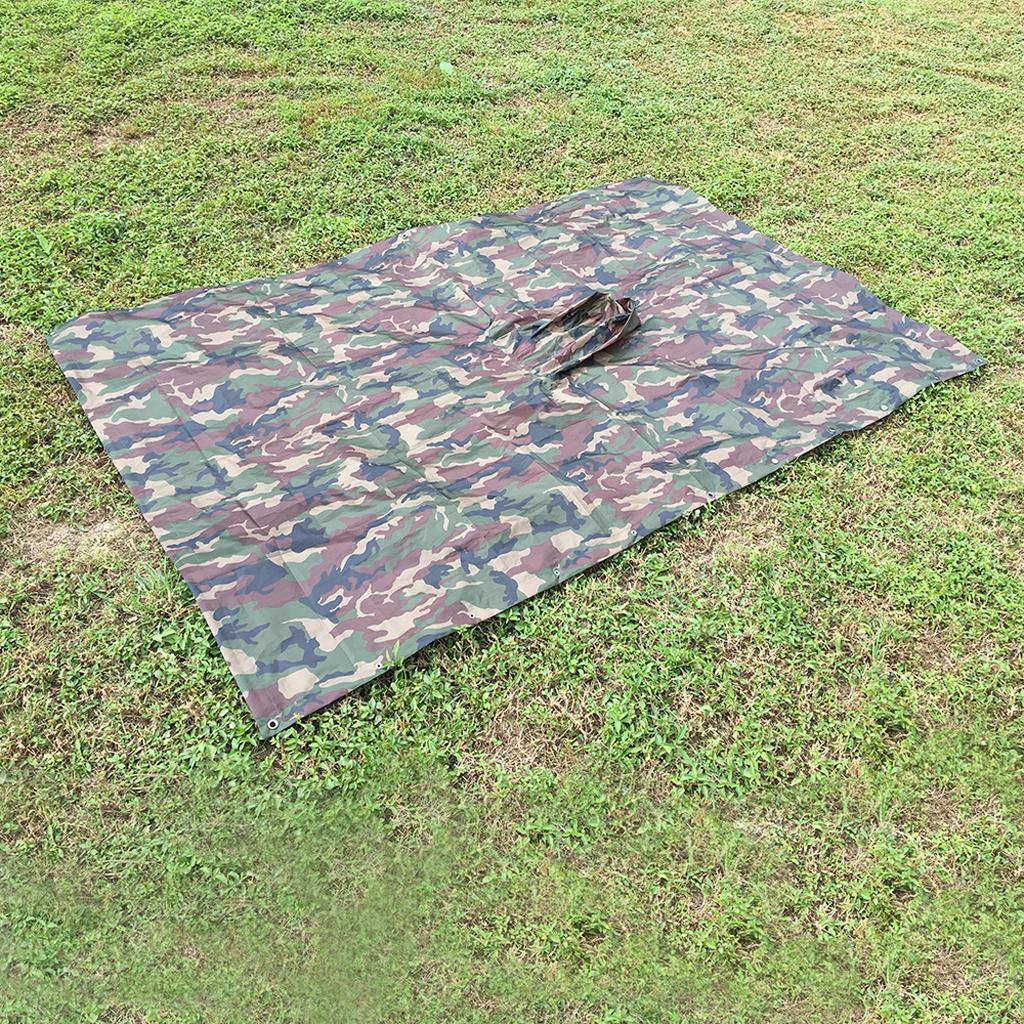 Waterproof Rain Poncho, Multifunction Outdoor Camouflage Raincoat, for Hunting Camping and with Grommet Corners for Shelter Use