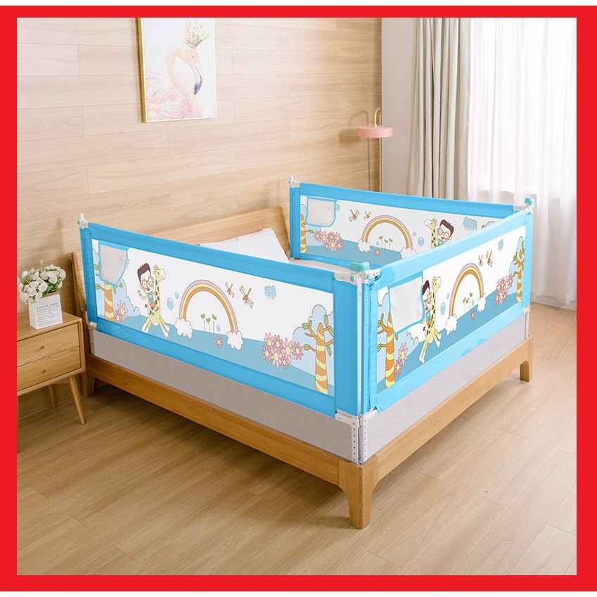 Thanh chắn giường khung chắc chắn cho bé ngủ và chơi an toàn không cần khoan đục - Tặng kèm miếng dán chuyên dụng