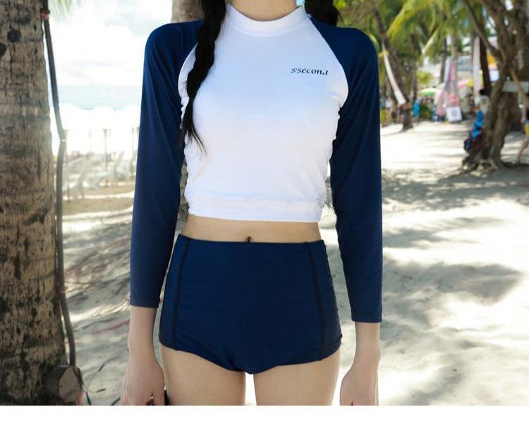 Đồ Bơi Nữ Bikini 2 Mảnh Kín Đáo Tay dài quần đùi freesize dưới 55kg Đi Biển Cực xinh phong cách Hàn Quốc đi biển QP003