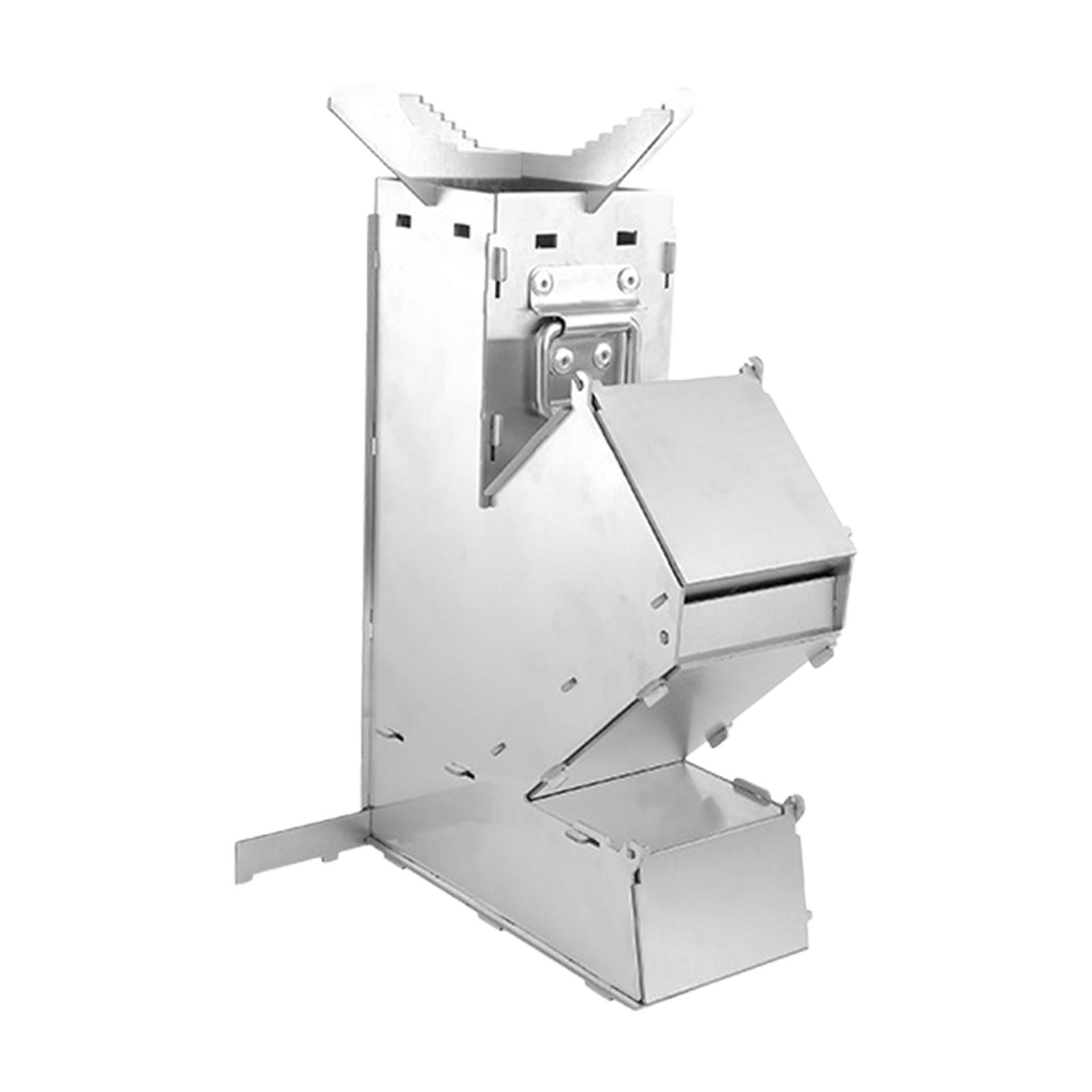 Stainless Steel Camping Rocket Stove Burner Portable Wood Burning Stoves for Hunting, Emergency, BBQ, Backyard Cooking, Traveling