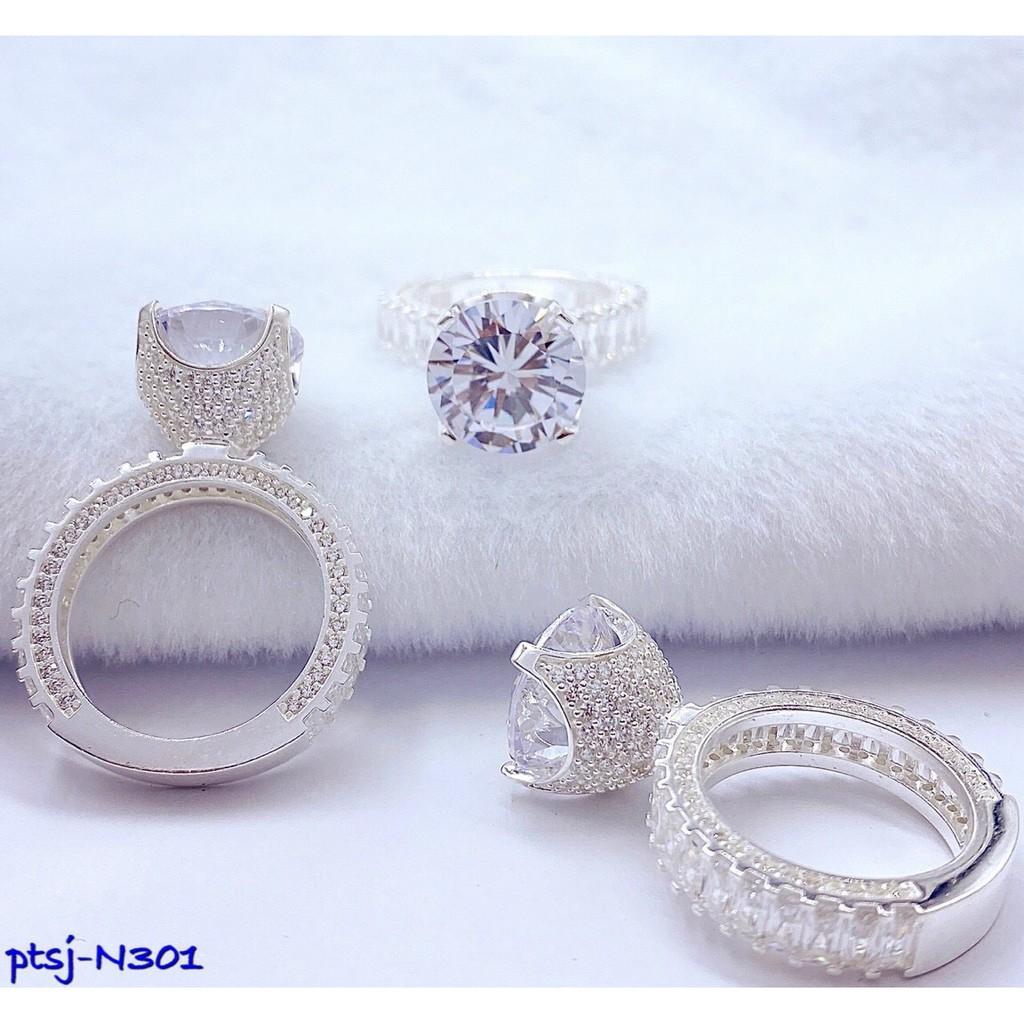 NHẪN BẠC ĐÍNH ĐÁ TO_N301
