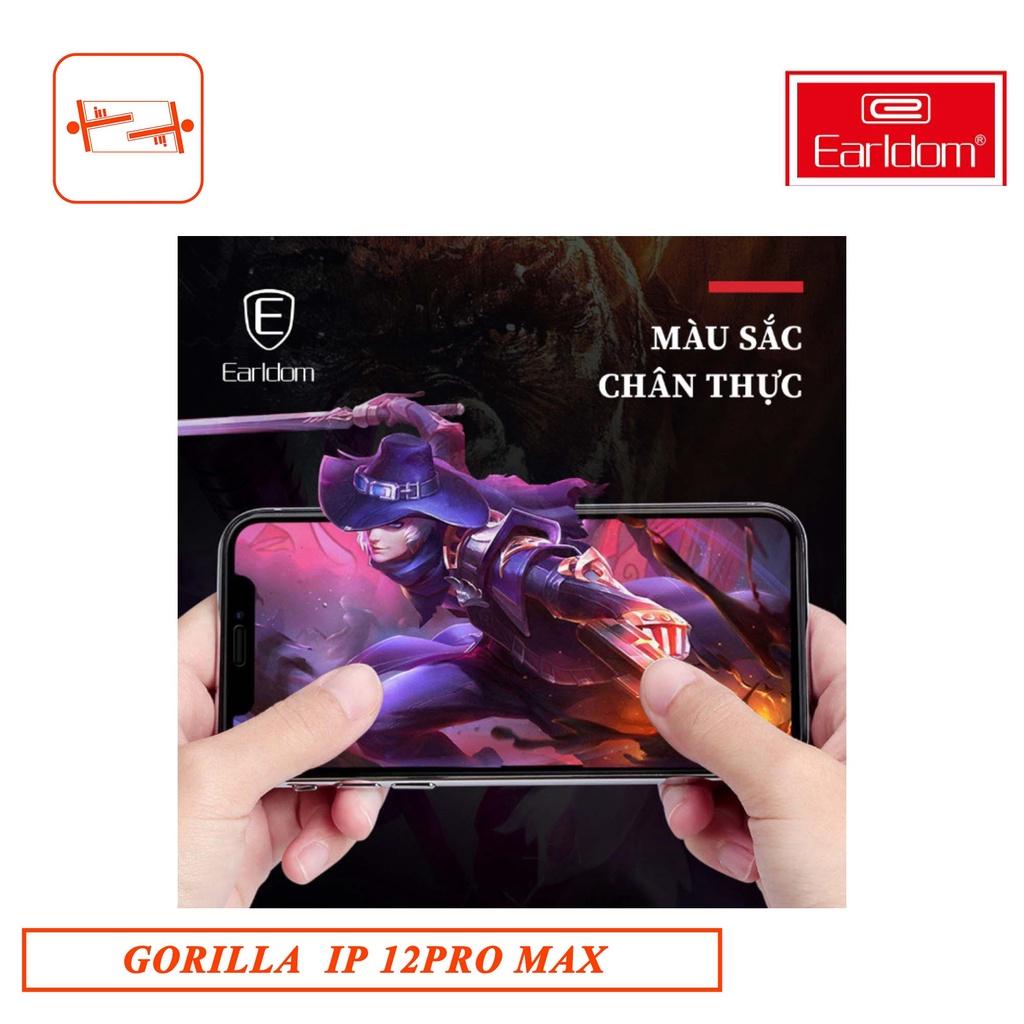 KÍNH CƯỜNG DÀNH CHO LỰC IPHONE 12 PROMAX (Đen) GORILLA EARLDOM ||3D