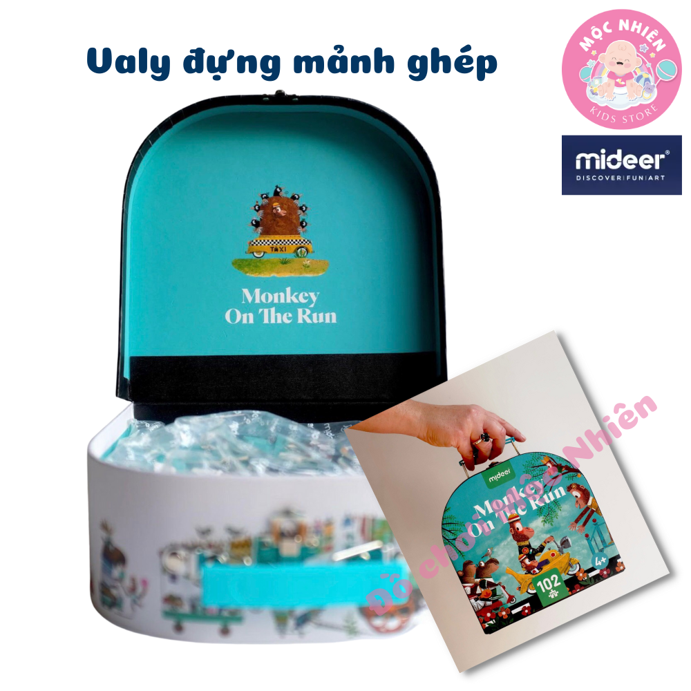 Đồ Chơi Xếp Hình Puzzle MIDEER Dạng Valy Xách Tay - Chủ đề Monkey on the Run Dành cho bé từ 4 tuổi