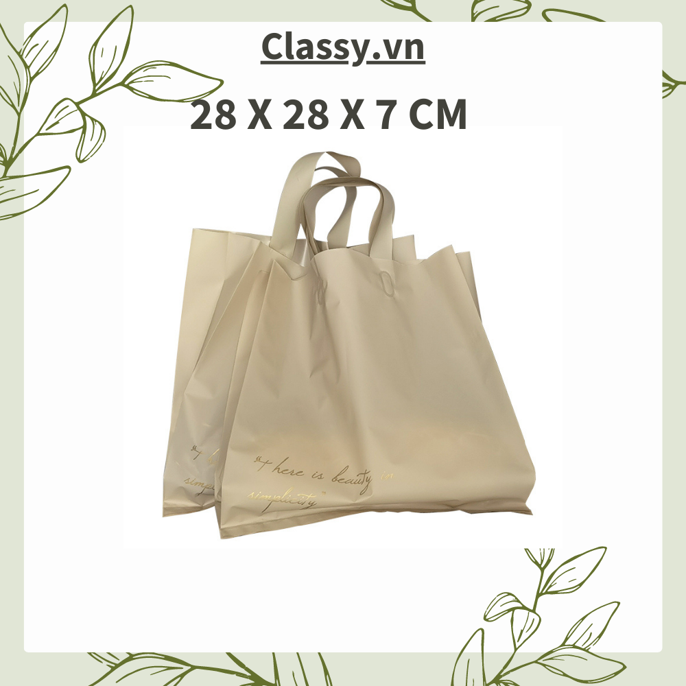 Classy Túi quai xách nhựa hoa trà chất lượng, đi shopping, làm quà tặng T1482