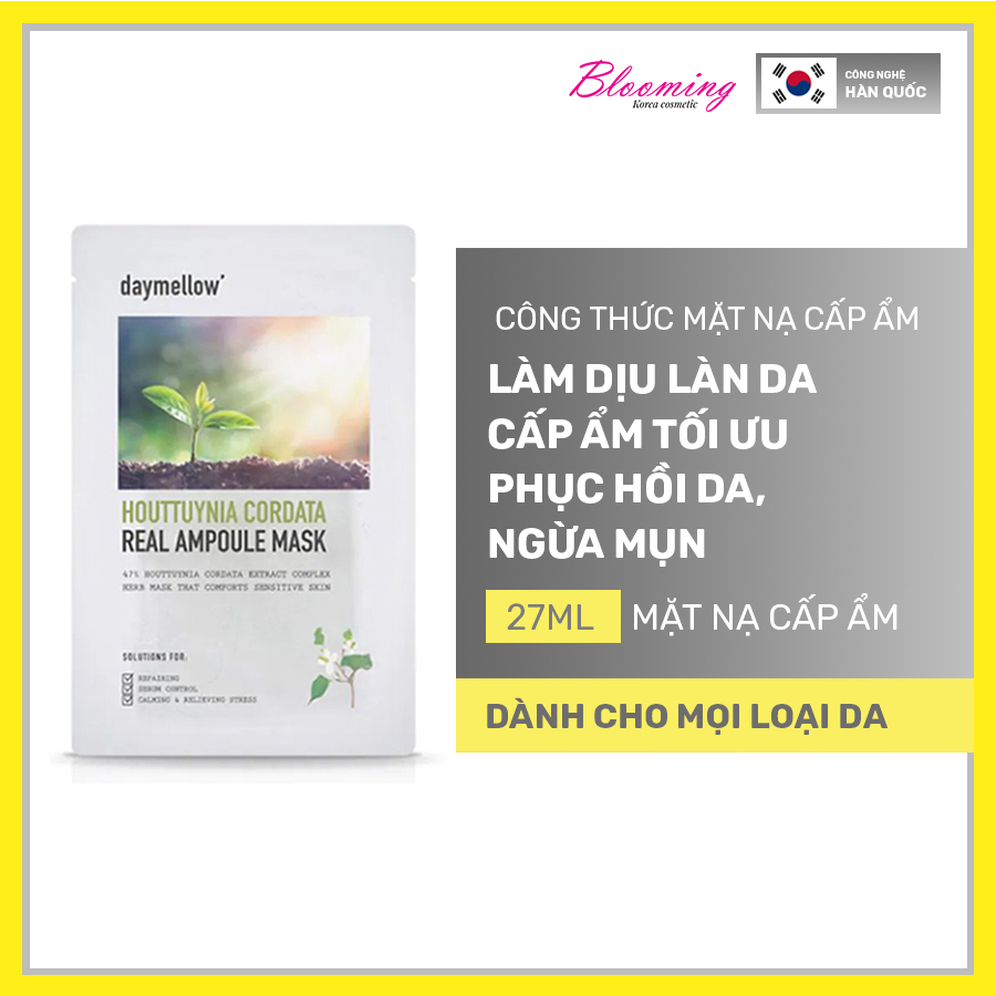 Mặt Nạ Chiết Xuất Lá Diếp Cá  Daymellow Houttuynia Cordata Real Ampoule Mask 27ml