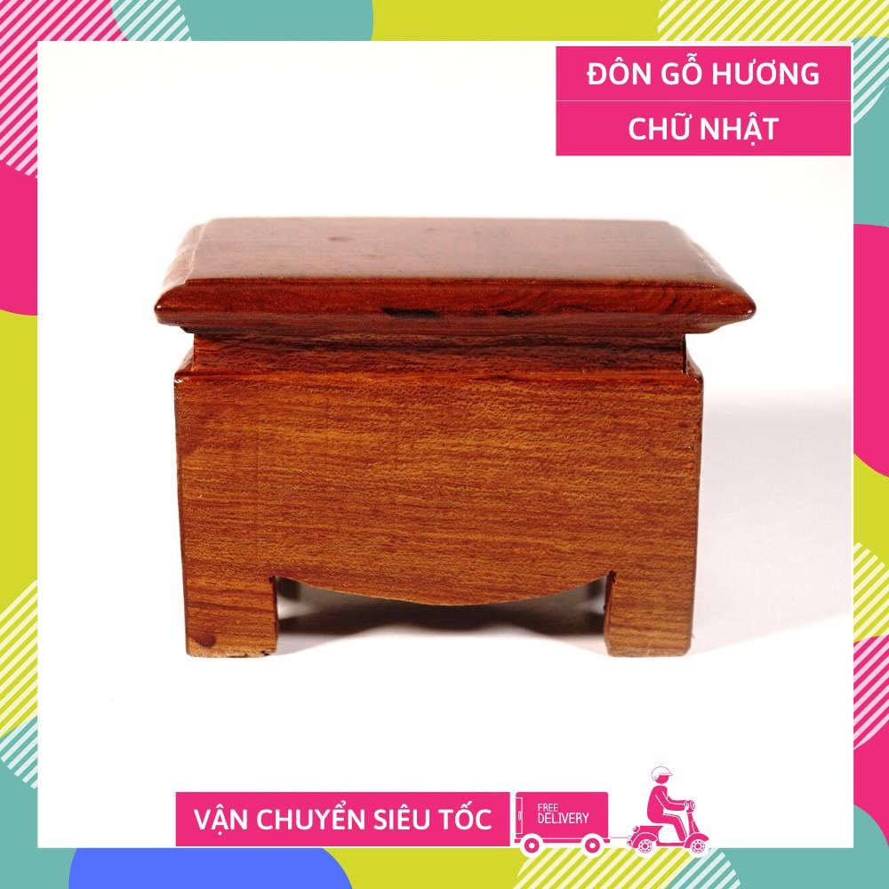 Đôn gỗ chữ nhật gỗ hương thờ cúng, kê tượng, kê cây, kê chậu cao cấp - Cao 8cm & Mặt đôn 8x12cm