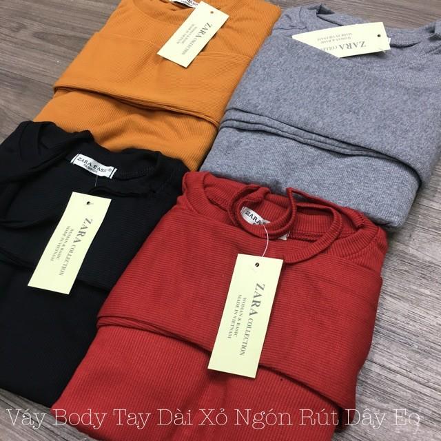 VÁY BODY TAY DÀI XỎ NGÓN RÚT DÂY THỜI TRANG XIXO - DAM0011