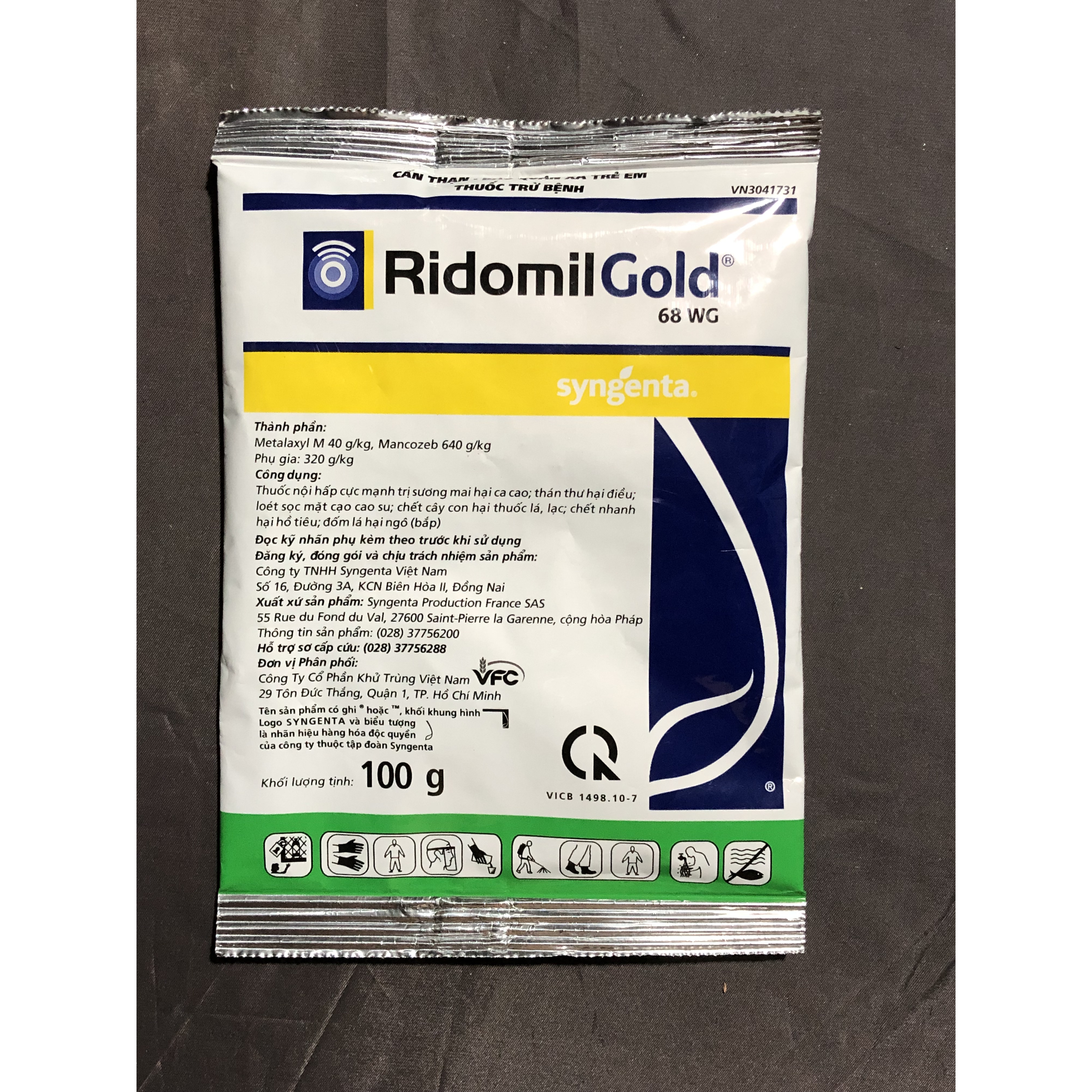 THUỐC TRỪ BỆNH RidomilGold syngenta trị Sương Mai, Thán thư, Loét sọc mặt cạo, Chết cây con, Chết nhanh trên cây trồng