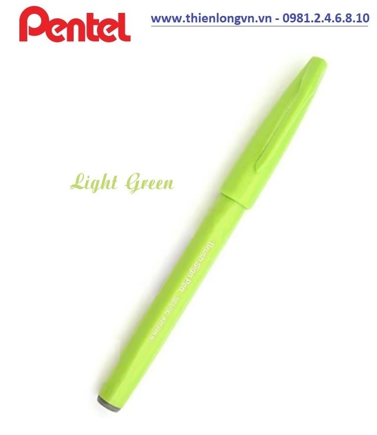 Bút lông viết thư pháp hiện đại Pentel SES15C-KX xanh lá nhạt; Calligraphy Fude Touch Sign - Light green