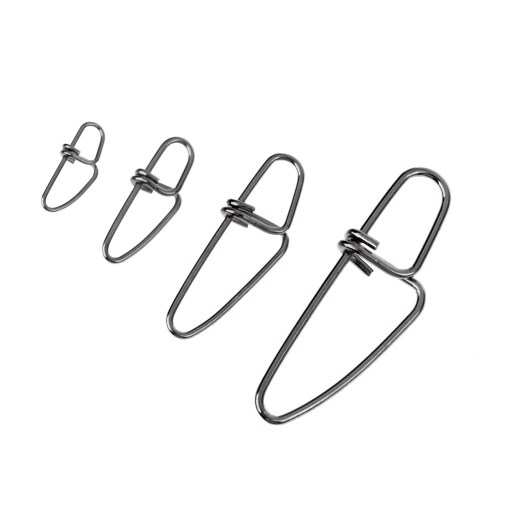 50 Pieces Fishing Lock Snap Hook Lure Connector Swivels Solid Ring Clips 0#