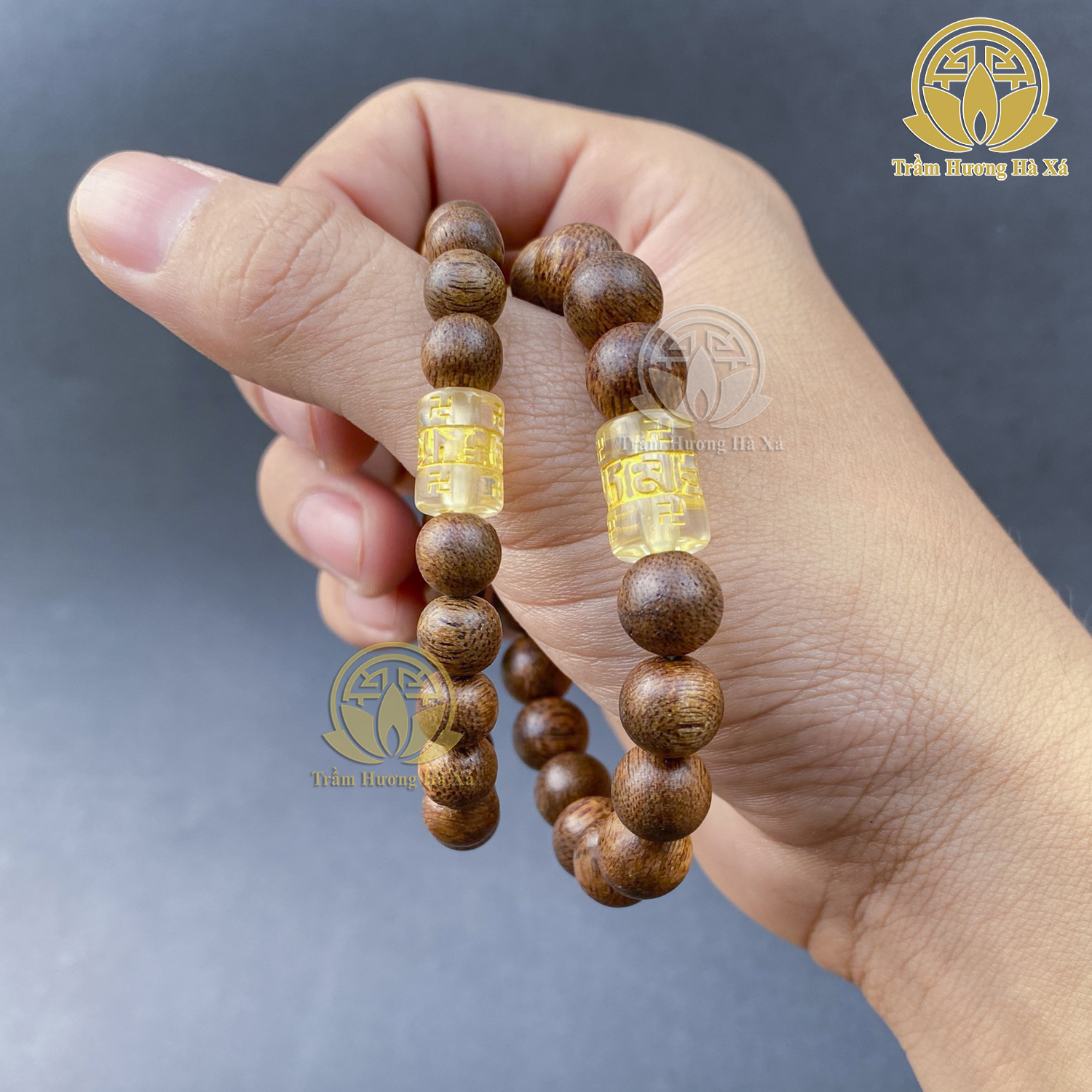 Vòng tay trầm hương mix l.u thống omani đeo tay nam nữ phong thủy mệnh kim mộc thủy hỏa thổ thu hút may mắn tài lộc Trầm Hương Hà Xá