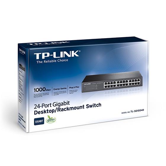 Bộ chia mạng TP-Link 24-port Gigabit TL-SG1024D - Rackmount 13-inch 1U; vỏ sắt- Hàng chính hãng