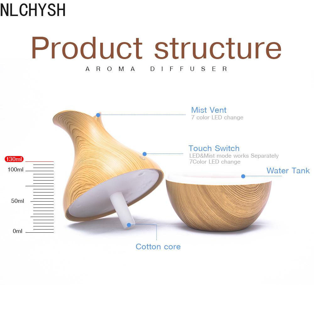 Điện Mini Máy Tạo Độ Ẩm Không Khí USB Siêu Âm Tinh Máy Khuếch Tán Tinh Dầu Vân Gỗ Thoáng Mát Phun Sương Tạo Đèn LED Cho Nhà Văn Phòng