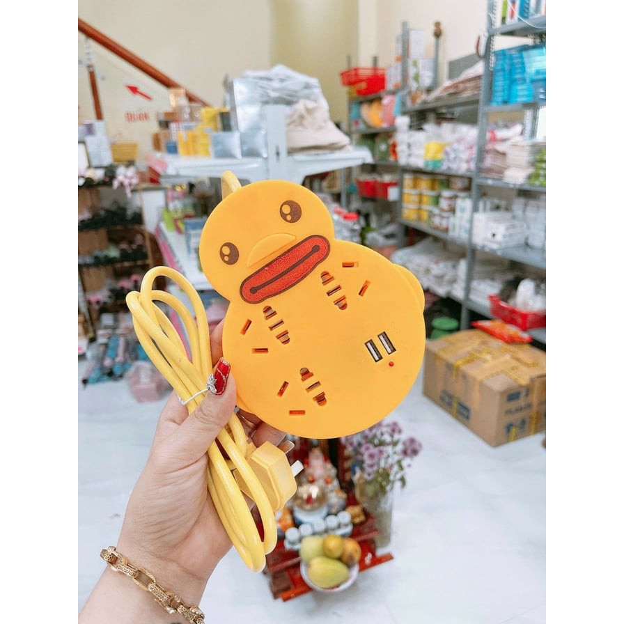 Ổ Cắm Điện Đa Năng Hình Vịt Kèm 2 Cổng Cắm USB