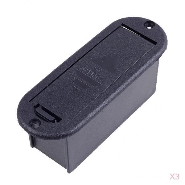 3x Black 9v Battery Case Box for Active Guitar Bass Pickup Musical Accessory