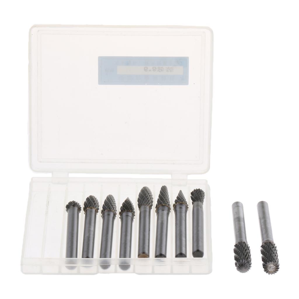 10 Pieces 6mm Shank Double Cut Carbide Rotary Burr Die Grinder Carving Bit for Woodworking Carving Engraving Polishing