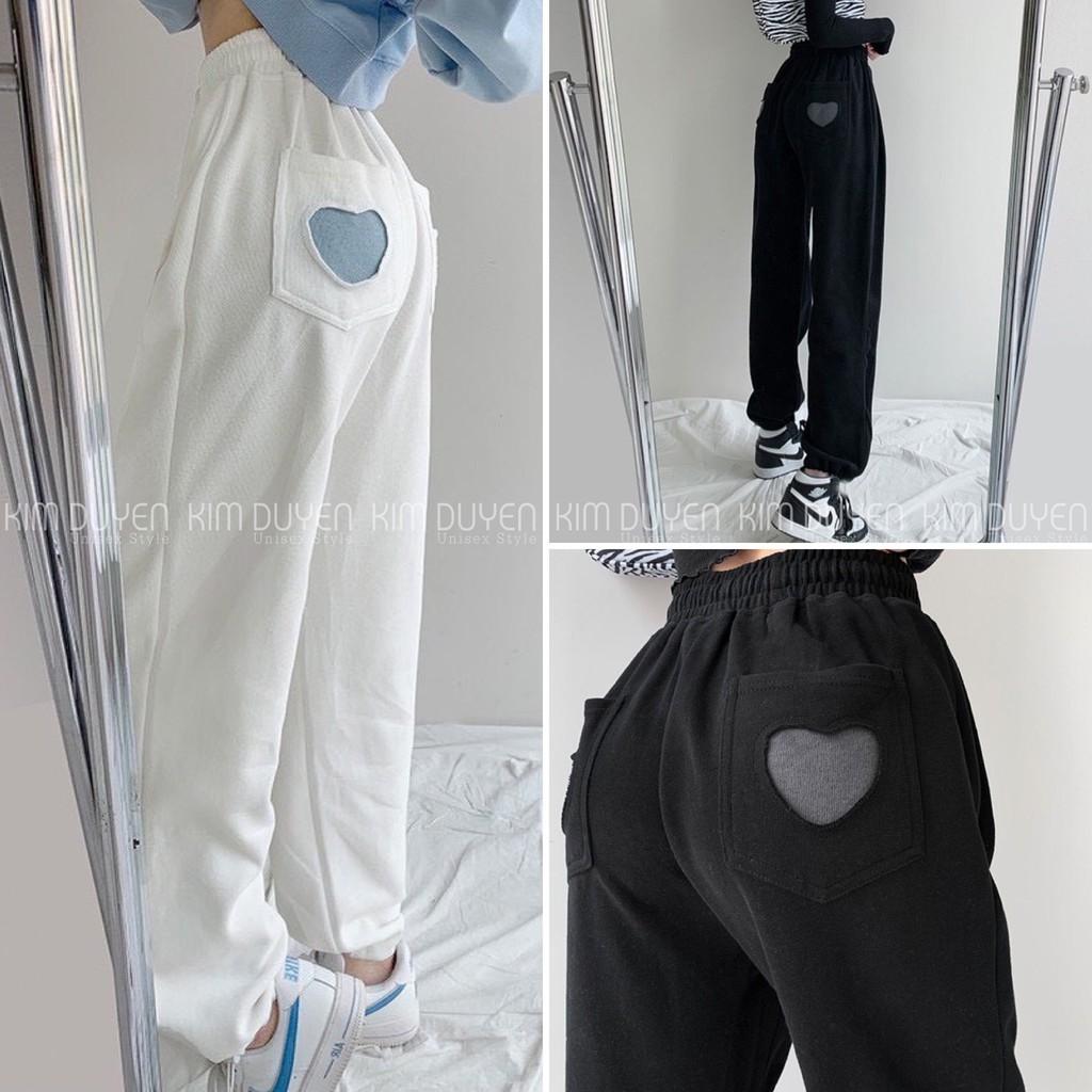 Quần Tim Jogger Ống Chun Form Rộng Unisex Quần Dài 90cm Chất Vải Umi Dày Mịn Mặc Hack Chân
