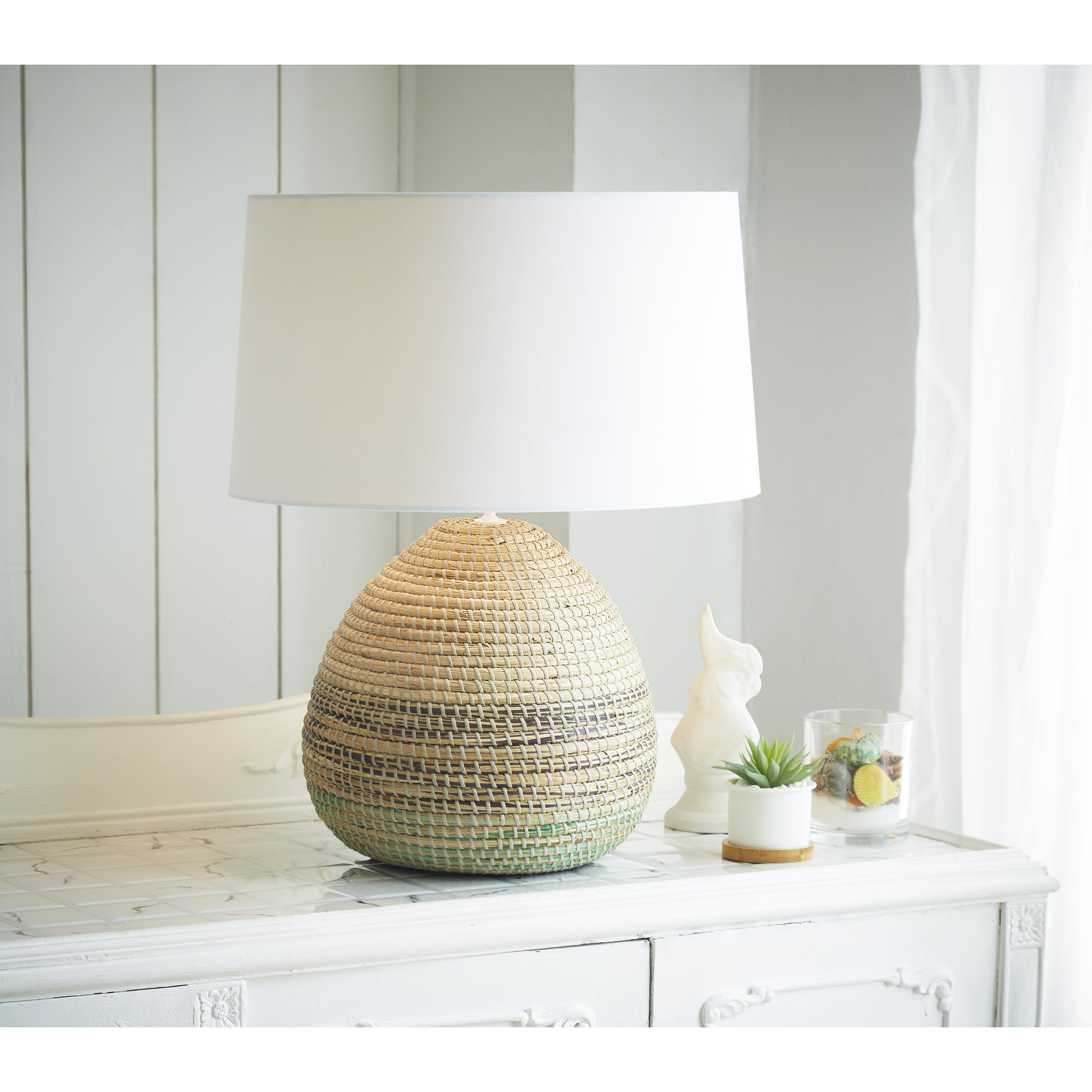 Đèn Trang Trí Bằng Mây Để Bàn Phòng Ngủ COLOR - Đèn Để Bàn Nhập Khẩu Thái Lan - Tặng kèm Bóng Led MPE E27 tiết kiệm điện