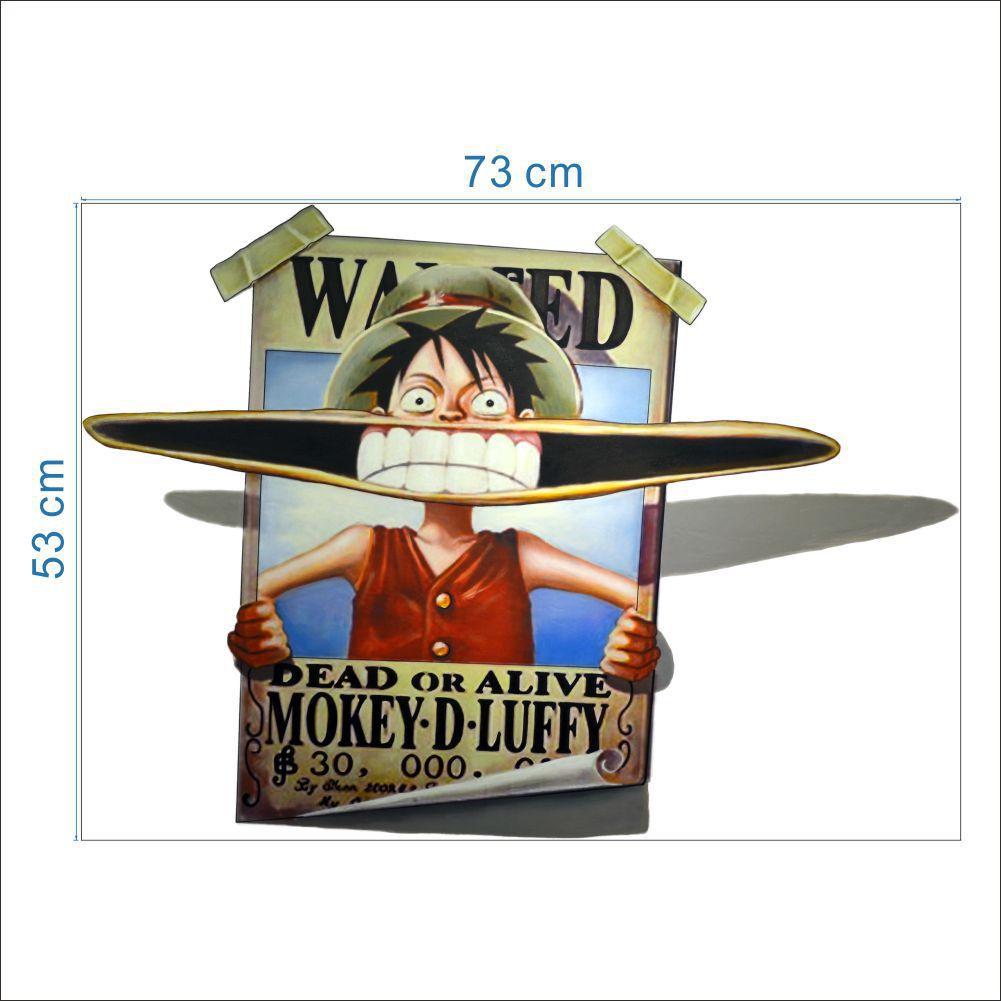 Decal hoạt hình poster One Piece - decal Luffy Wanted