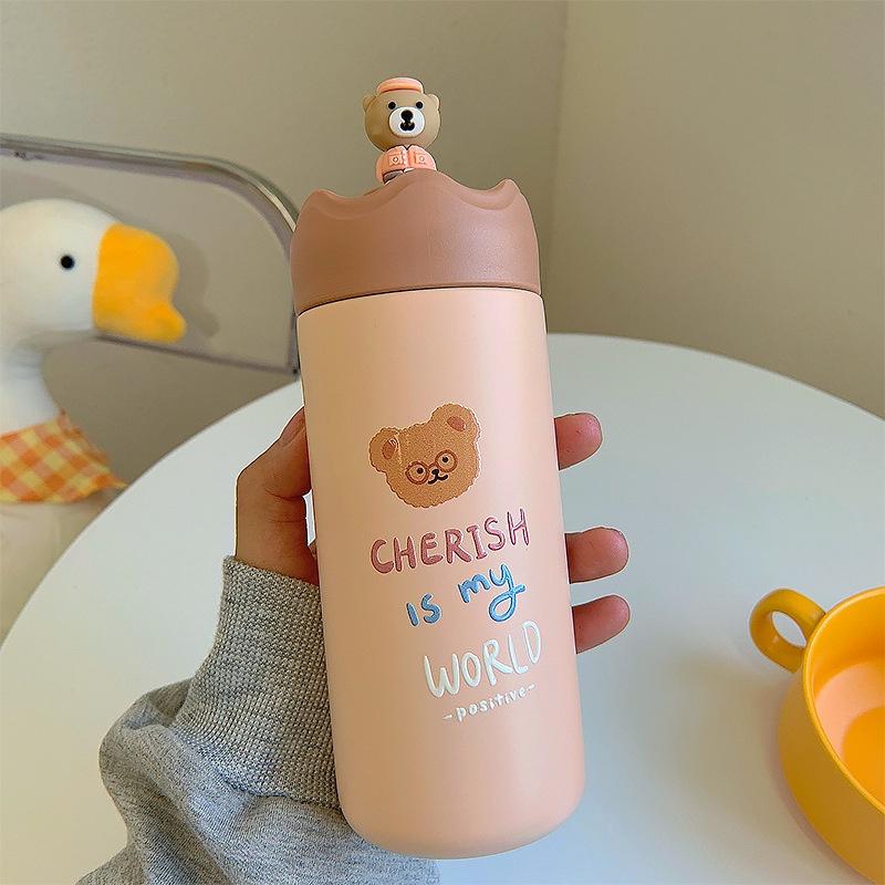Bình giữ nhiệt 350ml nắp hình thú dễ thương độc đáo