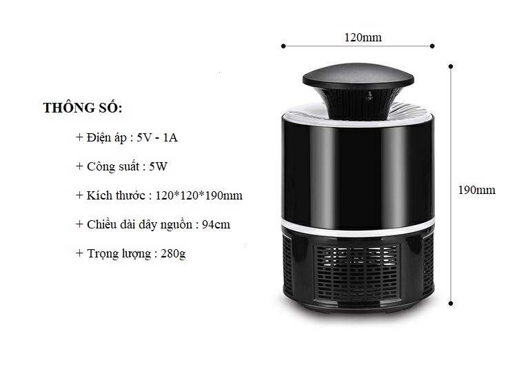 Máy bắt muỗi thông minh có đèn led, cắm cổng USB V2 (Tặng quạt mini cắm cổng USB- Màu ngẫu nhiên)