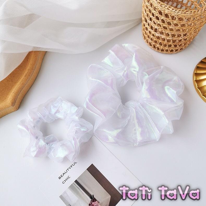 Cột tóc hot 2020 Scrunchies trong suốt kim tuyến Tatitava