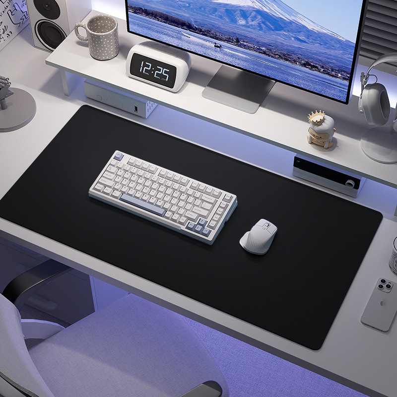 Deskpad da tấm di chuột miếng lót chuột khổ lớn, thảm da trải bàn làm việc 60x30cm - Hàng chính hãng - Đen & Đỏ