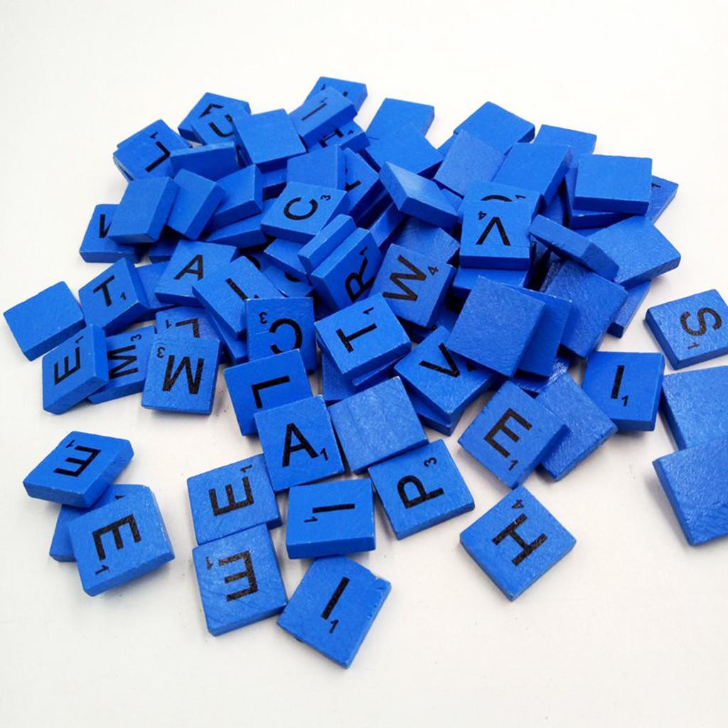 New Wooden Puzzle Tiles Letters 100 Set of Alphabet Board Game Pieces Scrapbooking Craft DIY