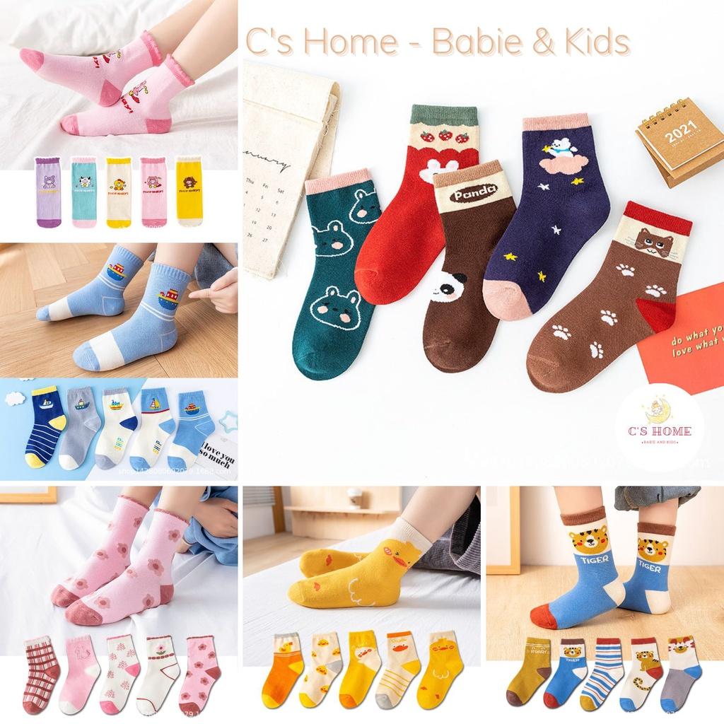 Set 5 đôi tất len cao cổ cho bé trai và bé gái nhiều màu sắc size từ 1 đến 13 tuổi