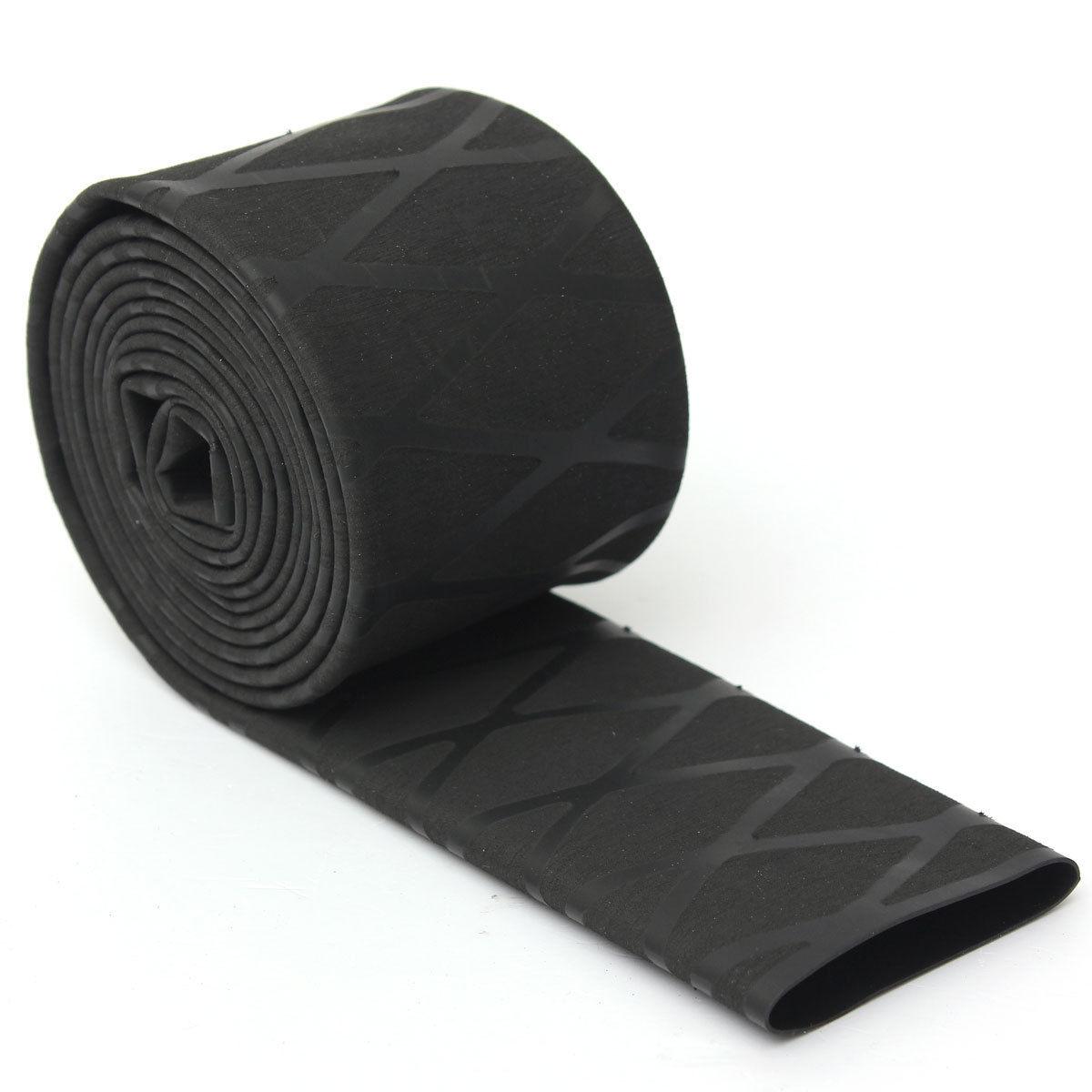2Pcs Non Slip  Shrink Tubing Textured Grip Fishing Rod Black 1mx0.25cm