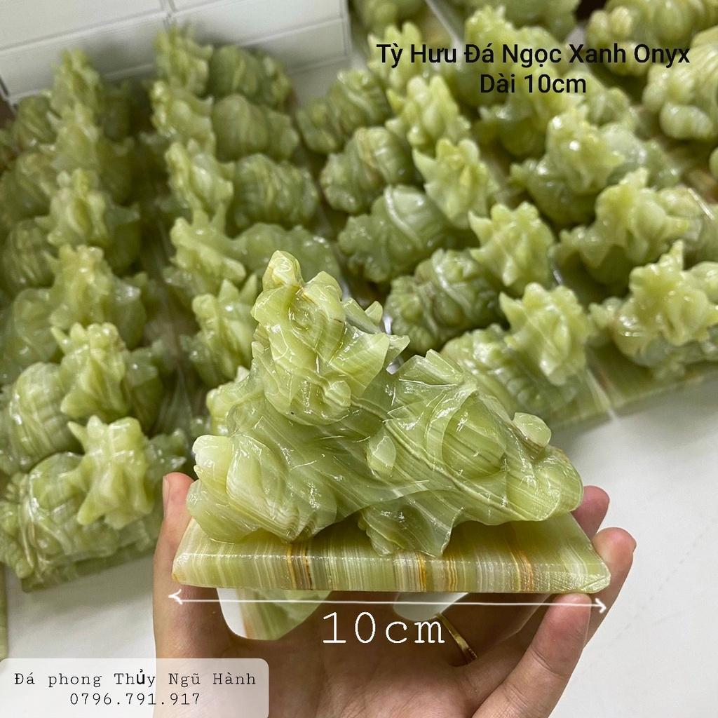 Cặp Tỳ Hưu Đá ngọc Pakistan Xanh Dài 10cm - Hàng Đẹp