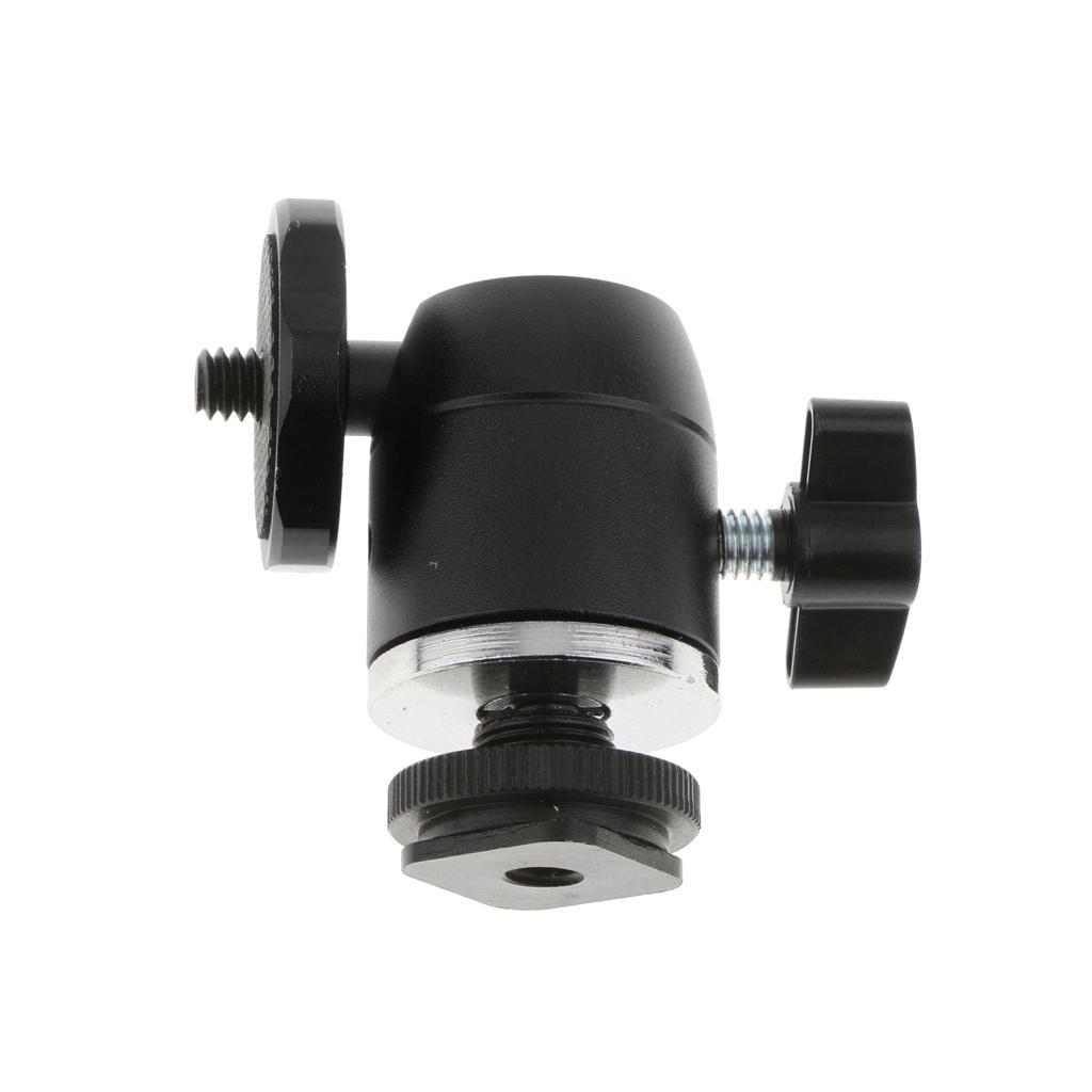 360° Swivel Ball Head 1/4''Screw Mount Tripod Hot Shoe for DSLR/SLR Black